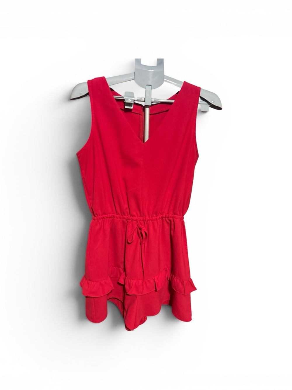 Red Girls' Ruffled Waist Tie Romper